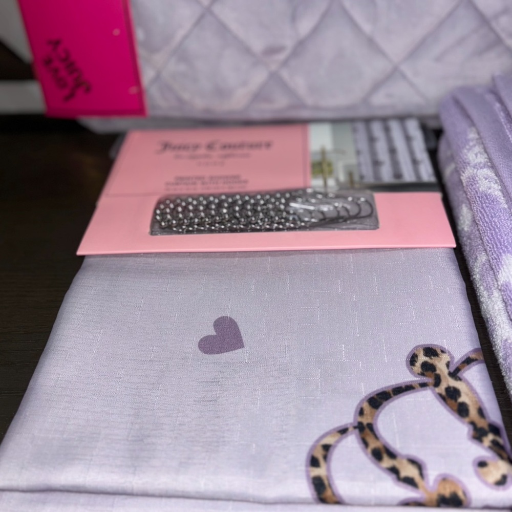 Juicy Couture Lavender Quilted Bath Mat, Shower Curtain and Towel Set - Picture 3 of 5